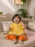 Anaario Yellow Parrot Patiala Salwar Set features - organic cotton, super soft and rash free, breathable, dry clean only, customised measurements