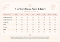 Anaario girl's dress size chart in inches - length, chest, shoulder, waist and hip for ages 2-3 to 15-16 years