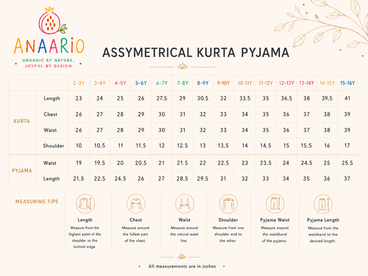 Anaario lehenga size chart in inches