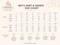 Anaario shorts set size chart in inches