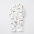 Animal Friends bamboo cotton baby sleepsuit — zip romper onesie detail