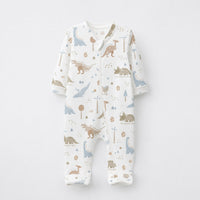 Animal Friends bamboo cotton baby sleepsuit — zip romper onesie detail
