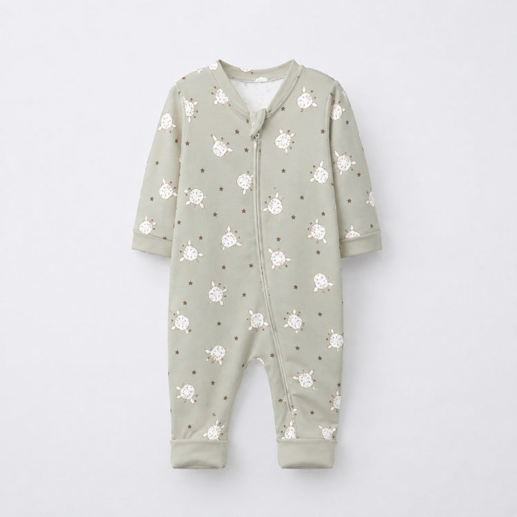 Animal Friends bamboo cotton baby sleepsuit — full-sleeve baby sleepsuit, zip onesie