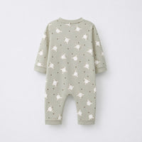 Animal Friends bamboo cotton baby sleepsuit — two-way zip romper onesie