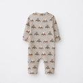 Animals on Wheels bamboo cotton baby sleepsuit — footed zip-front sleepsuit, onesie romper