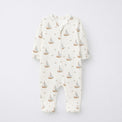 Animals on Wheels bamboo cotton baby sleepsuit — full-sleeve baby sleepsuit, zip onesie