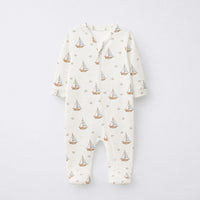 Animals on Wheels bamboo cotton baby sleepsuit — full-sleeve baby sleepsuit, zip onesie