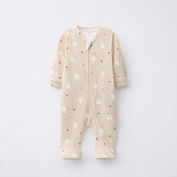 Animals on Wheels bamboo cotton baby sleepsuit — footed zip-front sleepsuit, onesie romper