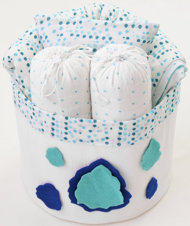 Anaario Snuggles and Cuddles baby blanket gift bundle, blue polka dot print