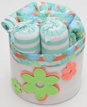 Anaario Snuggles and Cuddles baby blanket gift bundle, blue and tangerine floral print