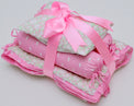 Anaario Snuggles and Cuddles baby blanket gift bundle, ivory and rose poppy raindrops print
