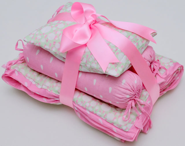 Anaario Snuggles and Cuddles baby blanket gift bundle, ivory and rose poppy raindrops print
