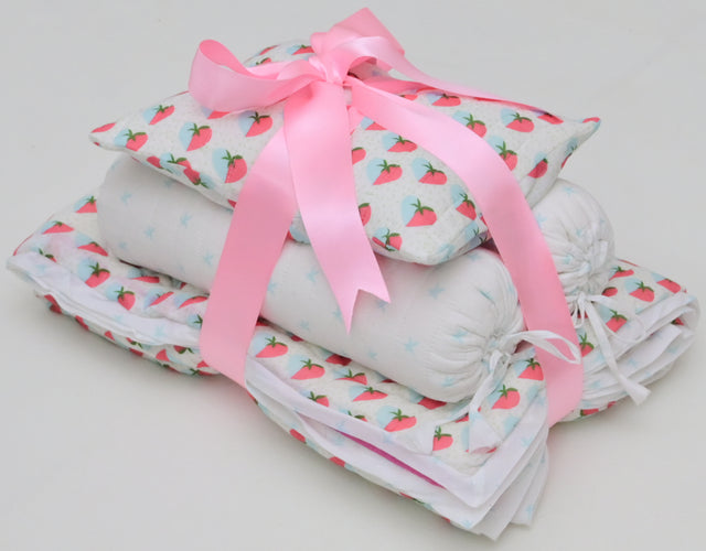 Anaario Snuggles and Cuddles baby blanket gift bundle, light blue and pink hearts print