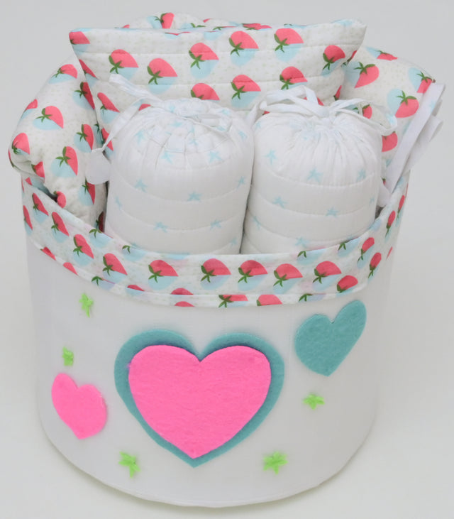 Anaario Snuggles and Cuddles baby blanket gift bundle, light blue and pink hearts print