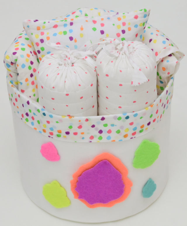 Anaario Snuggles and Cuddles baby blanket gift bundle, multicoloured polka dot print