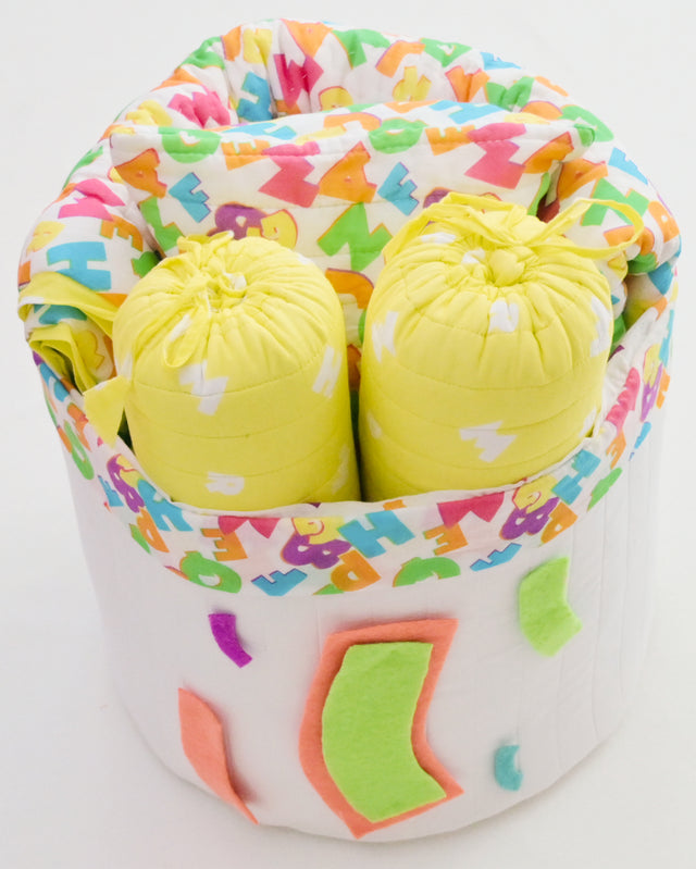 Anaario Snuggles and Cuddles baby blanket gift bundle, multicoloured neon alphabet print