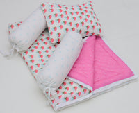 Snuggles and Cuddles Baby Blanket Gift Bundle (Light blue and pink hearts)