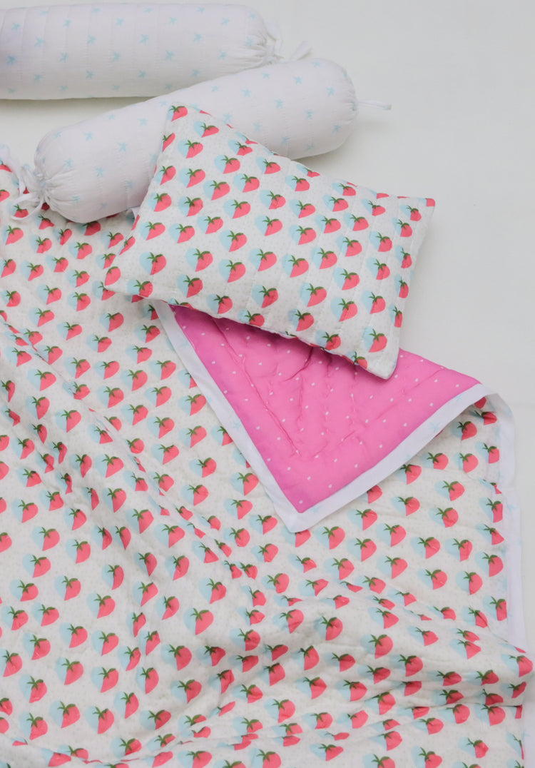 Snuggles and Cuddles Baby Blanket Gift Bundle (Light blue and pink hearts)