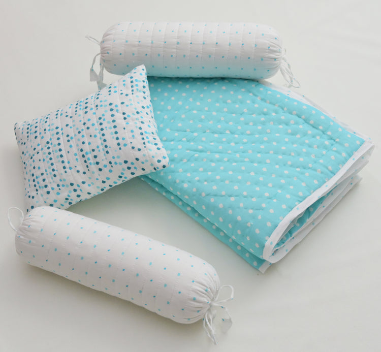 Snuggles and Cuddles Baby Blanket Gift Bundle (Blue polka dots)