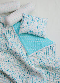 Snuggles and Cuddles Baby Blanket Gift Bundle (Blue polka dots)