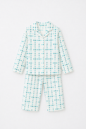 Baby wearing Anaario Blue Polka Spots organic mulmul cotton Sakura set, newborn to 24 months
