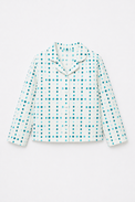 Baby wearing Anaario Blue Polka Spots organic mulmul cotton Sakura set, newborn to 24 months