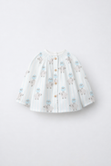 Baby wearing Anaario Blue Sheep Smocked pale blue stripes with sheep prints co-ord set, newborn to 24 months