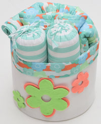 Snuggles and Cuddles Baby Blanket Gift Bundle (Blue and Tangerine Florals)