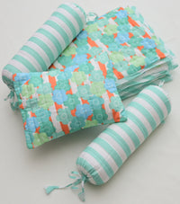 Snuggles and Cuddles Baby Blanket Gift Bundle (Blue and Tangerine Florals)
