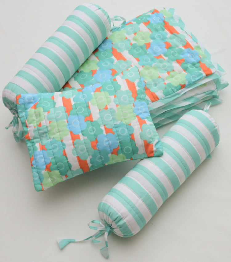Snuggles and Cuddles Baby Blanket Gift Bundle (Blue and Tangerine Florals)