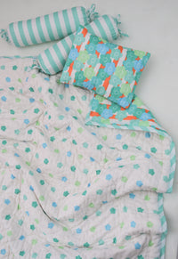 Snuggles and Cuddles Baby Blanket Gift Bundle (Blue and Tangerine Florals)
