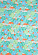 Baby wearing Anaario Blue and Tangerine Florals organic mulmul cotton Sakura set, newborn to 24 months