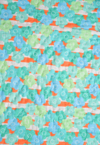 Baby wearing Anaario Blue and Tangerine Florals organic mulmul cotton Sakura set, newborn to 24 months