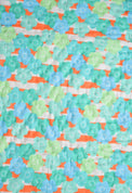 Baby wearing Anaario Blue and Tangerine Florals organic mulmul cotton Sakura set, newborn to 24 months