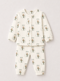 Baby wearing Anaario Classic Bunnies organic mulmul cotton set, newborn to 24 months