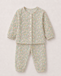 Baby wearing Anaario Cottage Bloom organic mulmul cotton Blossom Breeze set, newborn to 24 months