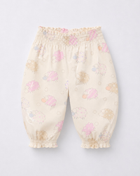 Baby wearing Anaario Cream Sheep Peplum cream with pastel sheep prints co-ord set, newborn to 24 months