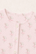 Baby wearing Anaario Dancing Bunny organic mulmul cotton Blossom Breeze set, newborn to 24 months