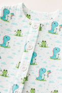 Baby wearing Anaario Dino-Kites organic mulmul cotton set, newborn to 24 months