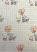 Baby wearing Anaario Elephant and Balloons organic mulmul cotton Blossom Breeze set, newborn to 24 months