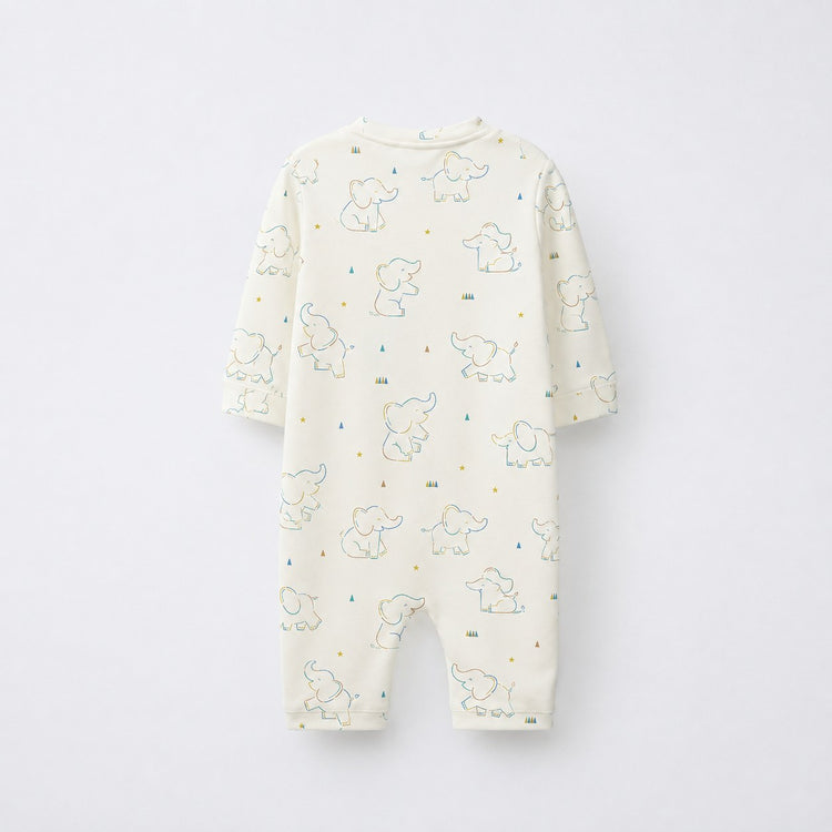 Baby Elephant bamboo cotton baby sleepsuit — two-way zip romper onesie