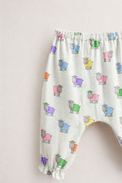Baby wearing Anaario Colourful Sheep Wrap ivory base co-ord set, newborn to 24 months