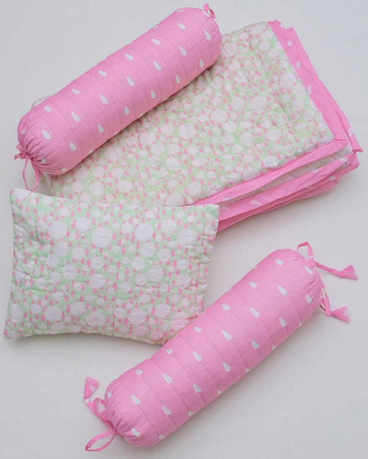 Snuggles and Cuddles Baby Blanket Gift Bundle (Ivory and Rose Poppy Raindrops)
