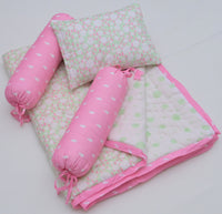 Snuggles and Cuddles Baby Blanket Gift Bundle (Ivory and Rose Poppy Raindrops)