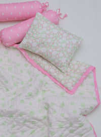 Snuggles and Cuddles Baby Blanket Gift Bundle (Ivory and Rose Poppy Raindrops)