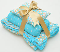 Snuggles and Cuddles Baby Blanket Gift Bundle (Ivory and Tangerine Poppy raindrops)