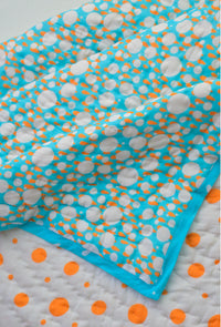 Snuggles and Cuddles Baby Blanket Gift Bundle (Ivory and Tangerine Poppy raindrops)