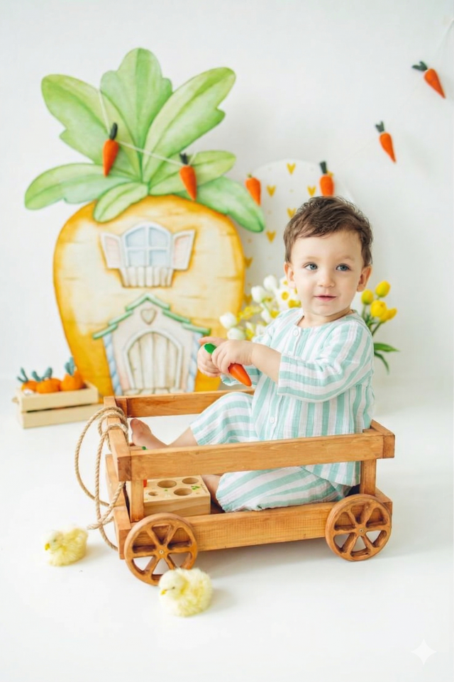 Baby wearing Anaario Mint Green Stripes organic mulmul cotton Blossom Breeze set, newborn to 24 months