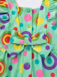 Baby wearing Anaario Mint Carnival mint base with multicolour circle print dress set, newborn to 24 months