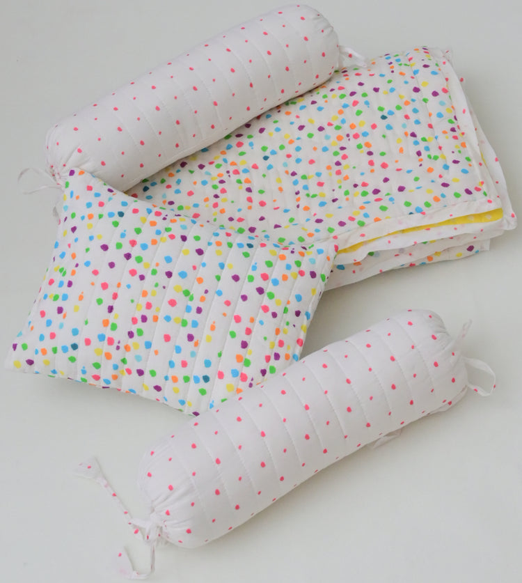 Snuggles and Cuddles Baby Blanket Gift Bundle (Multicoloured polka dots)